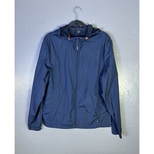 SCOTTeVEST Navy Men's Packable Windbreaker Size M Hooded Gorp Core